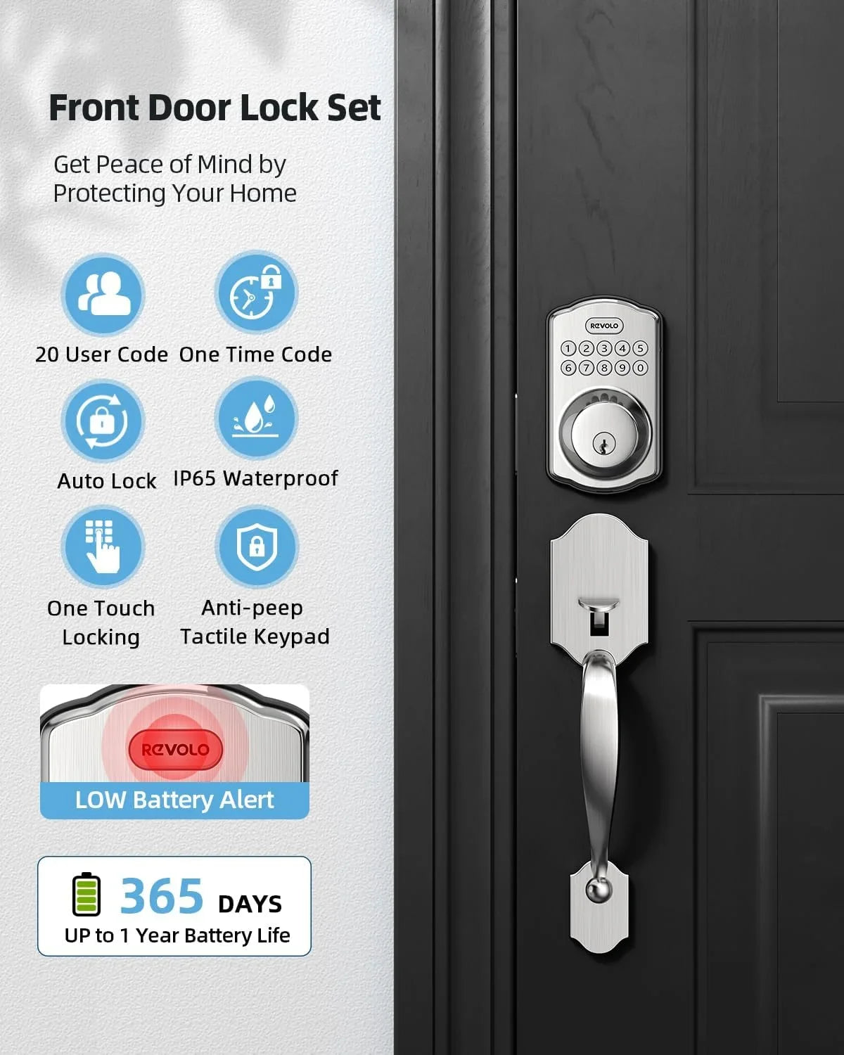 Oil-Rubbed Keyless Door Bronze Lock Auto Entry, GOURE Electronic Smart Anti-Peeking RE001 Keyed Keypad Handle, Entry Sets, Front Password, Door Handle Lock, Deadbolt, Lock, with