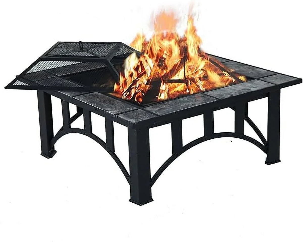 Screen Fire Tabletop and Patio Burning 35'' Tables Heating, Poker Bonfire,Camping,Outdoor Tile for Outside for Grand Wood Spark Pits Patio Square Marble with Fire
