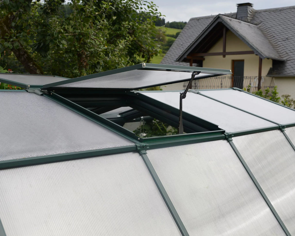 Clear Walk-In - Palram Green Roof Greenhouse Vents - - 8' Grand x 2 Canopia 12' with Gardener