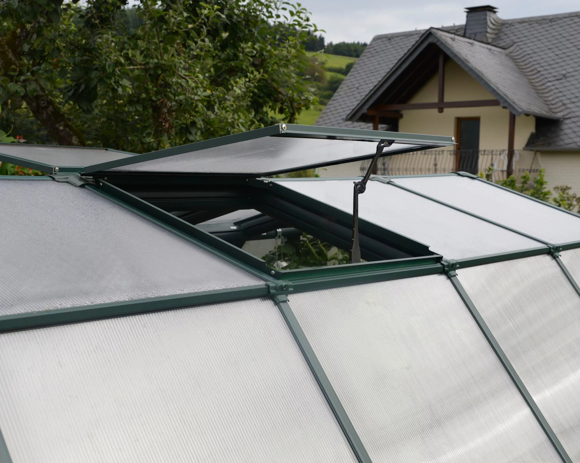 Clear Walk-In - Palram Green Roof Greenhouse Vents - - 8' Grand x 2 Canopia 12' with Gardener