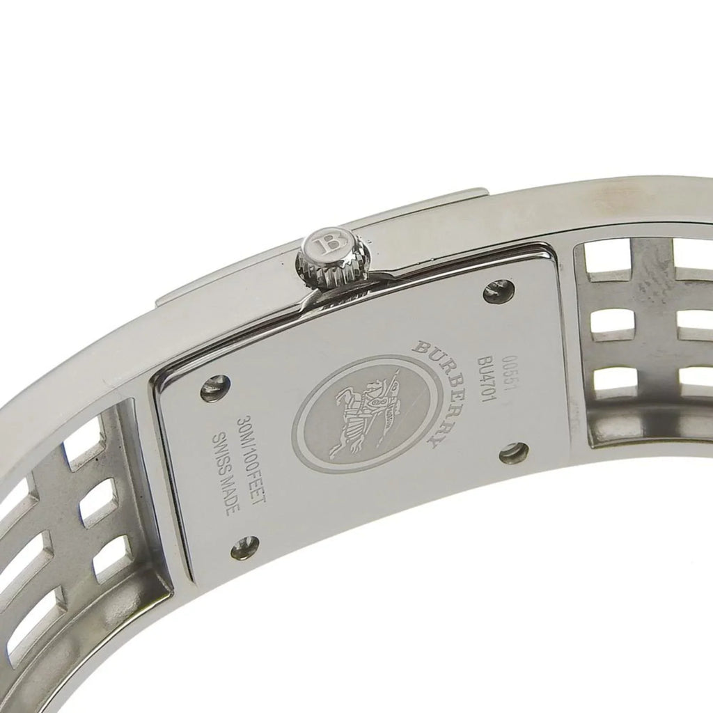 BU4701 Heritage Burberry Ladies Brown Bangle Analog (Fair) Pre-Owned Steel Dial Watch Quartz Display BURBERRY Stainless Silver