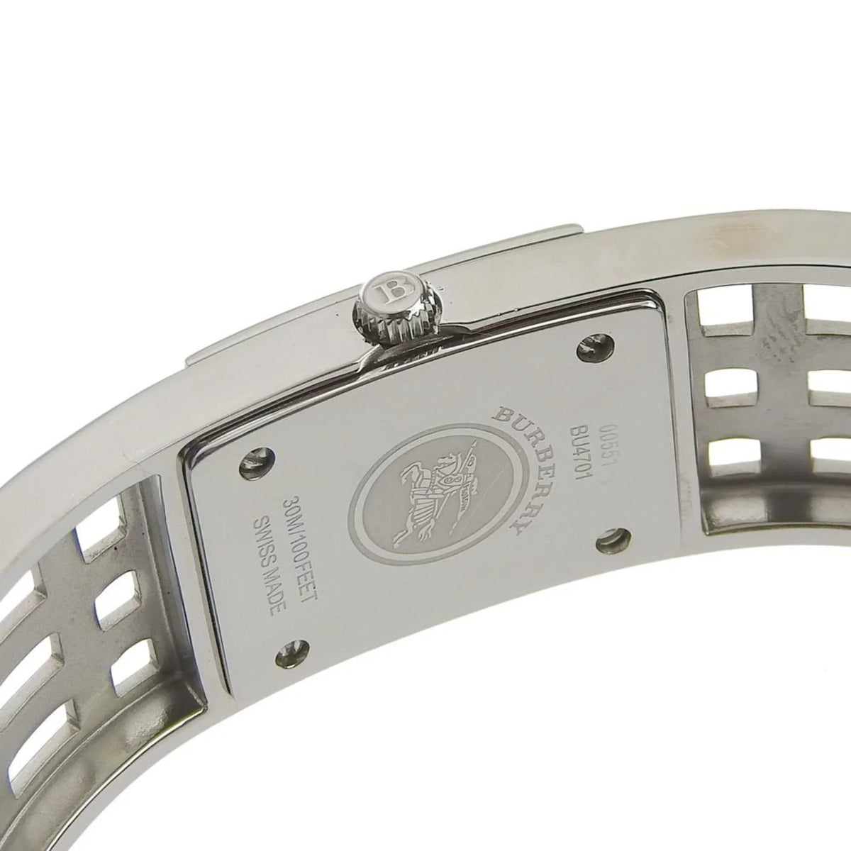BU4701 Heritage Burberry Ladies Brown Bangle Analog (Fair) Pre-Owned Steel Dial Watch Quartz Display BURBERRY Stainless Silver