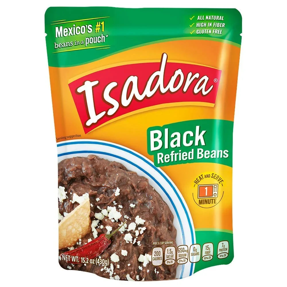 Isadora 6 15.2oz Beans, Beans Pack) Pouch (Black Refried
