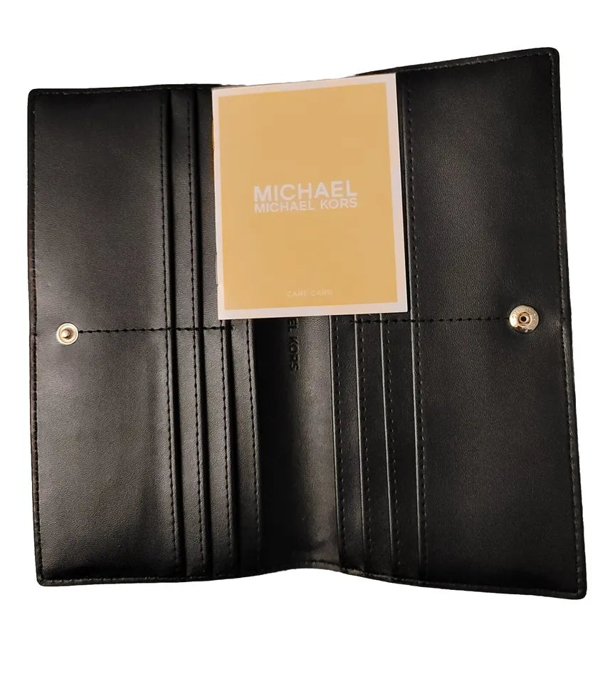SET KORS MICHAEL LARGE SNAP WHITE BIFOLD BLACK WALLET FLAP AND JET REED