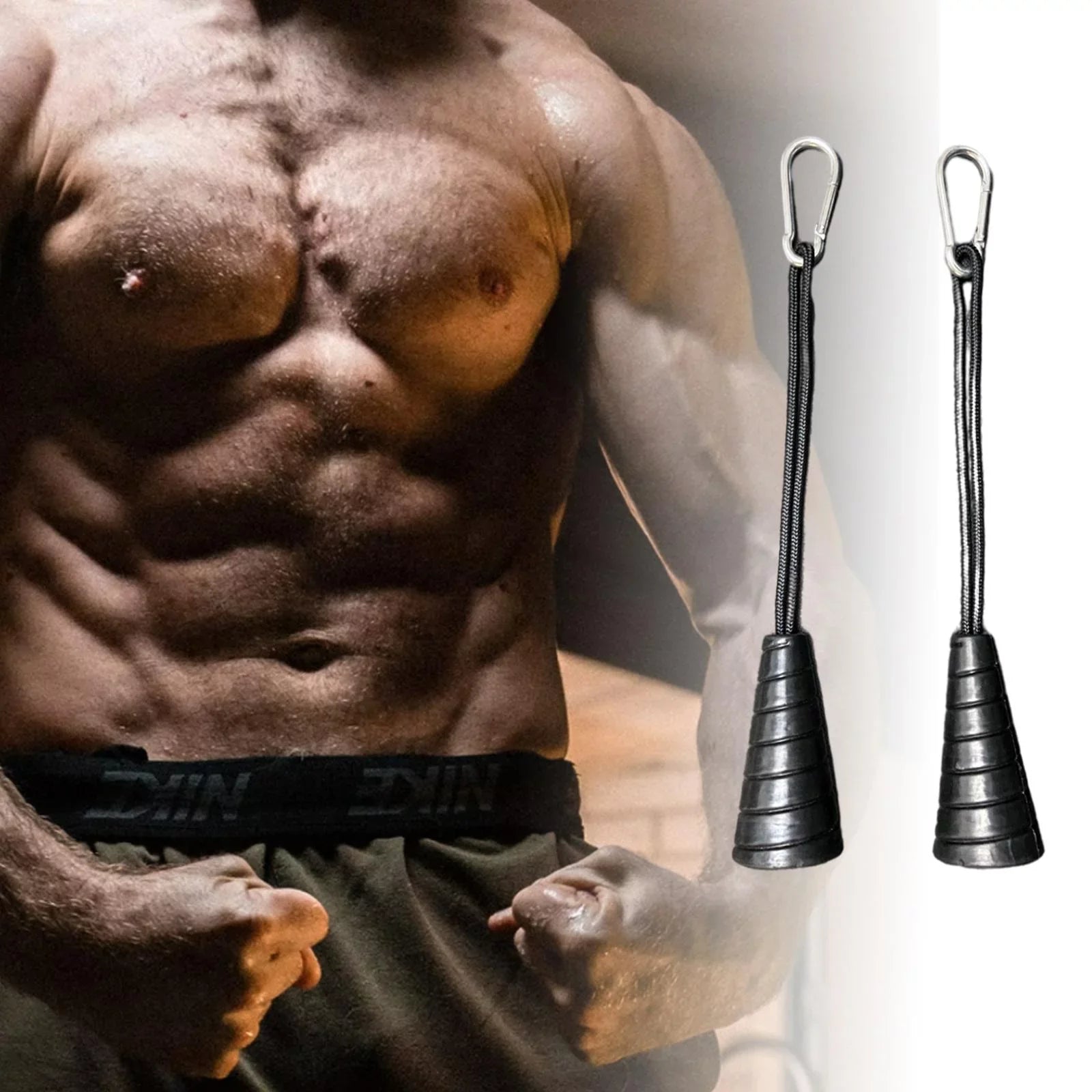 Cable Weight Attachments, - Gym single Rope,Handles, Tricep Fitness Workout Pulldown Accessories