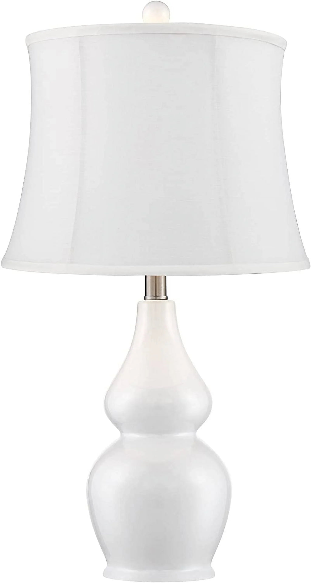 Ceramic Modern Nightstand Lighting for Room Bedroom Double Table Office Tall Gourd Entryw Jane Bedside White Lamps Drum House Shade 25" Home Fabric Living TJUNBOLIFE Softback Tapered