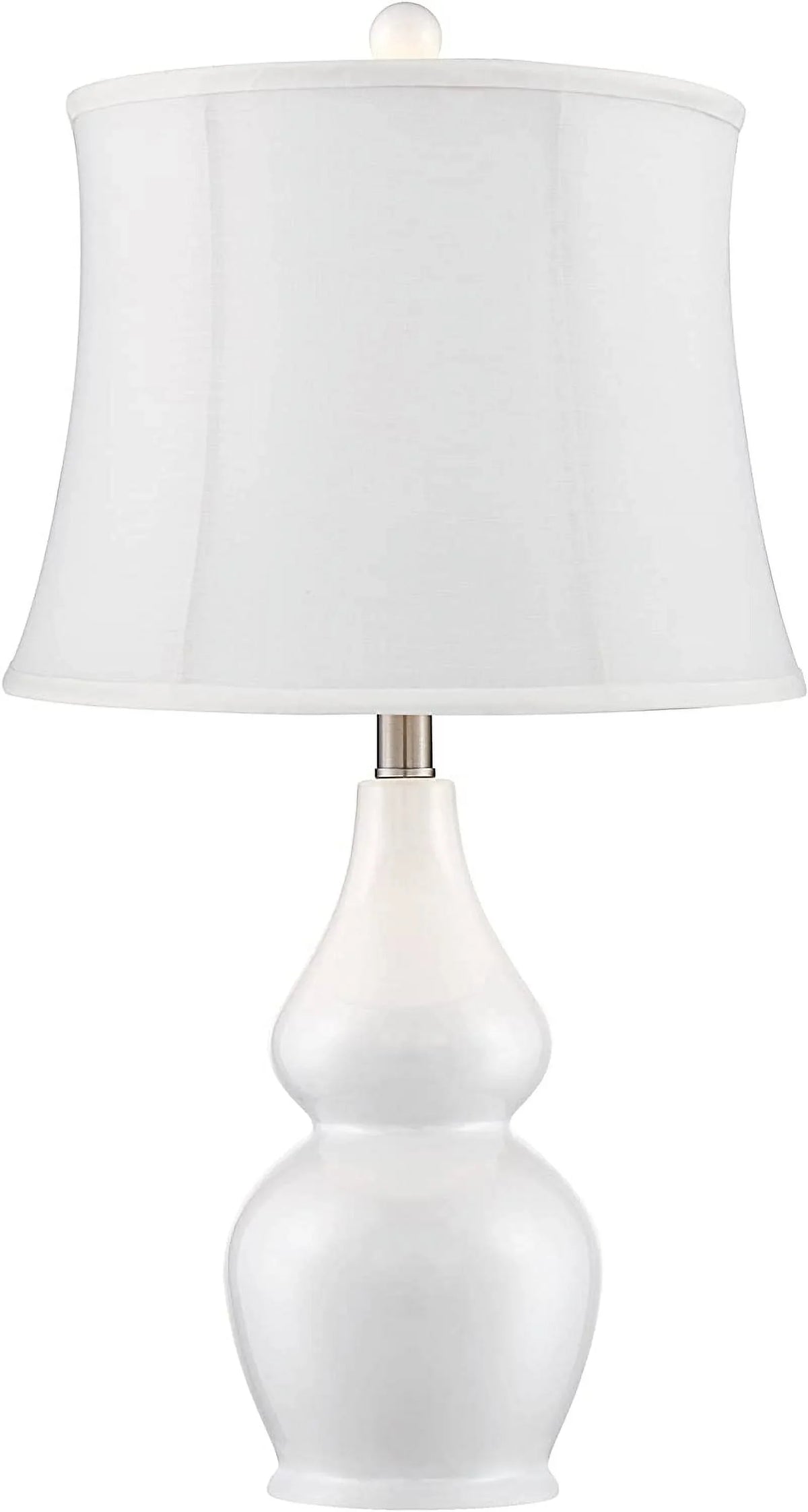 Ceramic Modern Nightstand Lighting for Room Bedroom Double Table Office Tall Gourd Entryw Jane Bedside White Lamps Drum House Shade 25" Home Fabric Living TJUNBOLIFE Softback Tapered