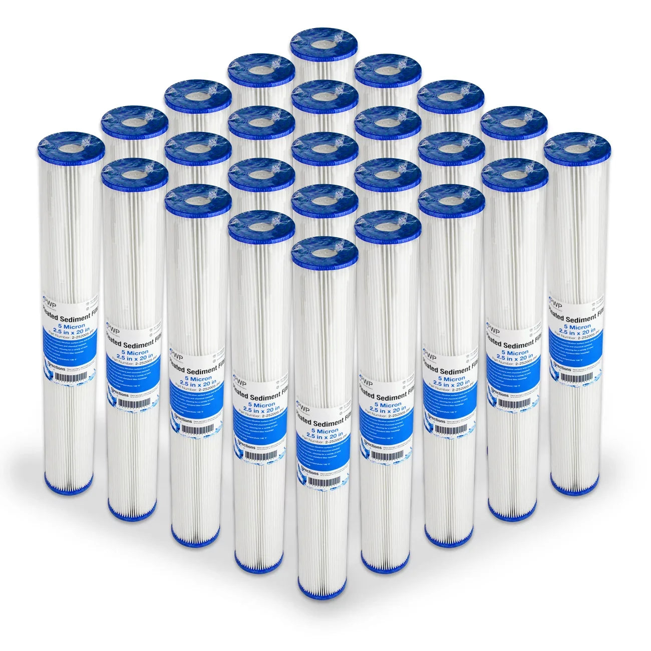 Sediment 25 Water Pack Filter Poly 5 20x2.5" Pleated micron Cartdrige