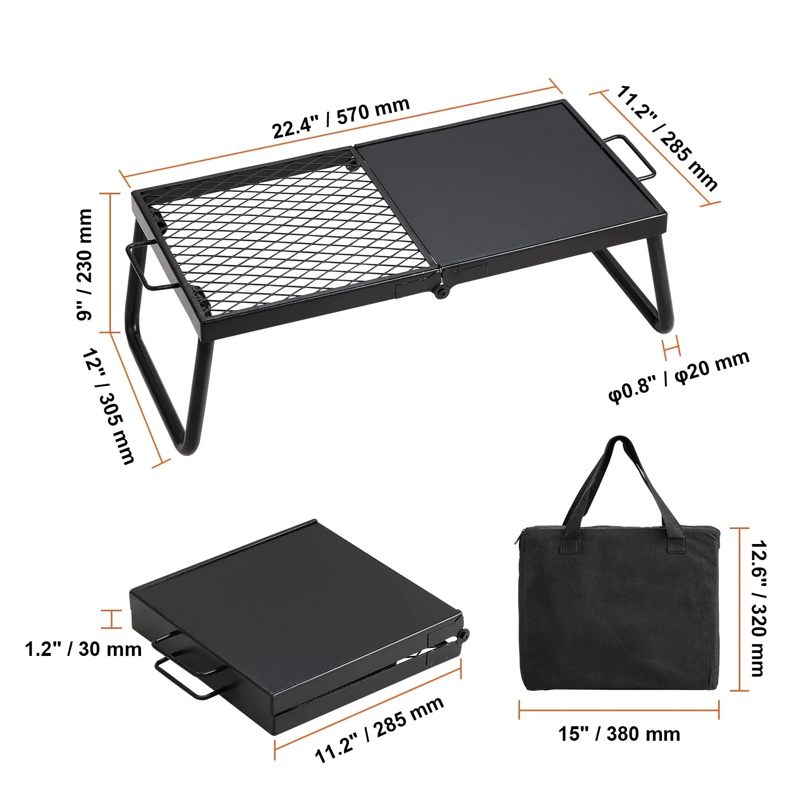 Pit Picnic Portable Outdoor BBQ Grill Folding Campfire Steel Fire Camping SKYSHALO