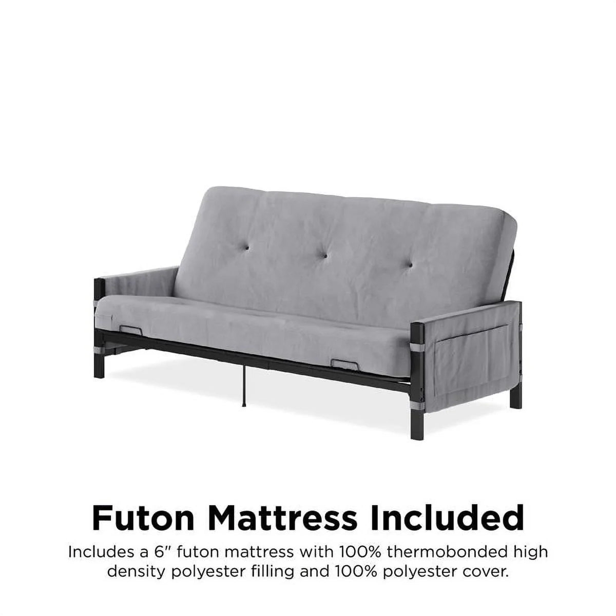 6" Futon with Melbourne Thermobonded in DHP Mattress Gray Storage Futon