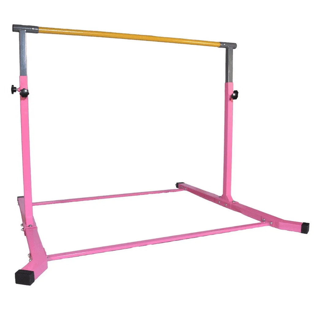 Horizontal Equipment, Gymnastic Star-TD Junior Bar, Adjustable Expandable 3-5 Duty Heavy Durable Curved Home Legs, FT, for and Height Gymnastics, Kids, Bar Pink Kip Strong Training 5