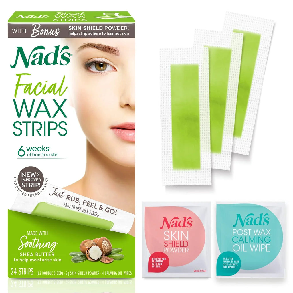 Face - Wipes Nad's Hair Removal 48 Kit Strips - for Strips + + Calming 8 Skin Powder Women With Facial Wax Protection Oil Facial Waxing Wax