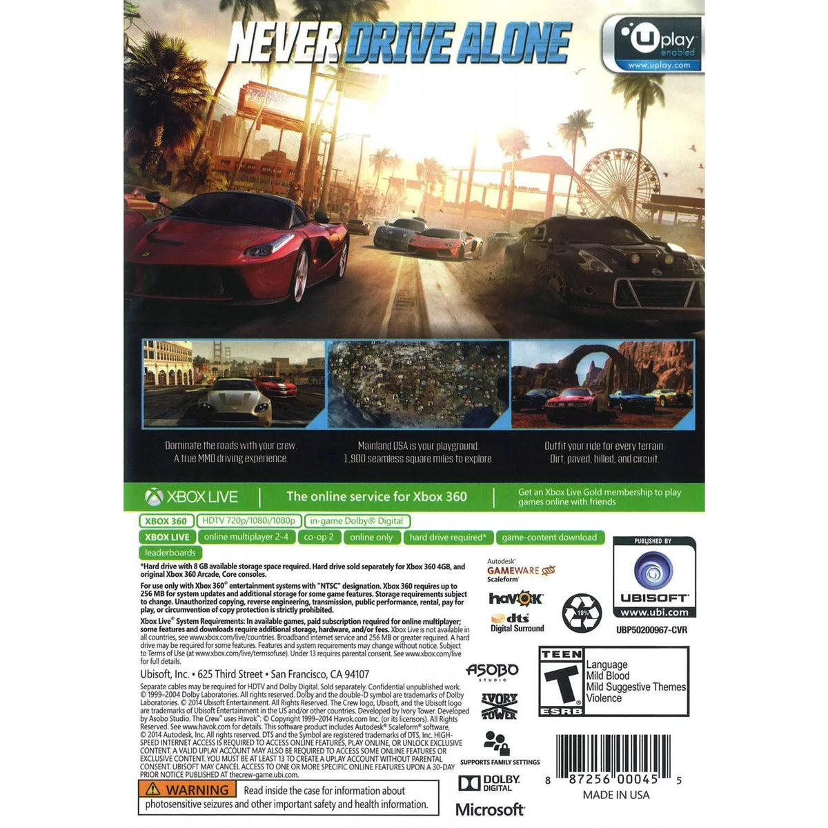 Crew, 887256000455 XBOX 360, The Ubisoft,