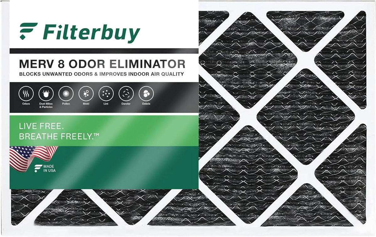 Activated AC Filterbuy HVAC Carbon (1-Pack) Odor Furnace Air MERV 20x30x1 Eliminator 8 Pleated Filters with