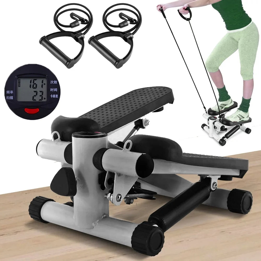 Exercise, Cardio Stepper with Stride Stepper Height Resistance Mini Stepper Equipment Gray for Bands, Stair Adjustable