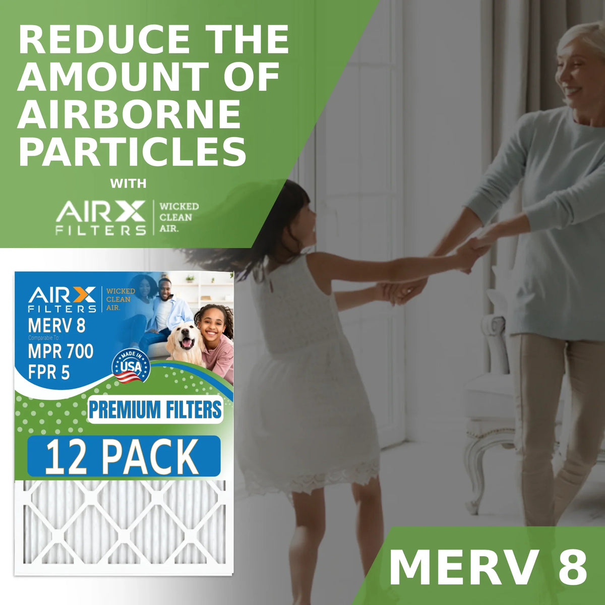 700 Filters 5 FPR Rating, Air - MERV USA Comparable Pack WICKED Made 12 Filter AIR. in by to Furnace CLEAN 18x20x1 MPR & of FILTERS 8 AIRX