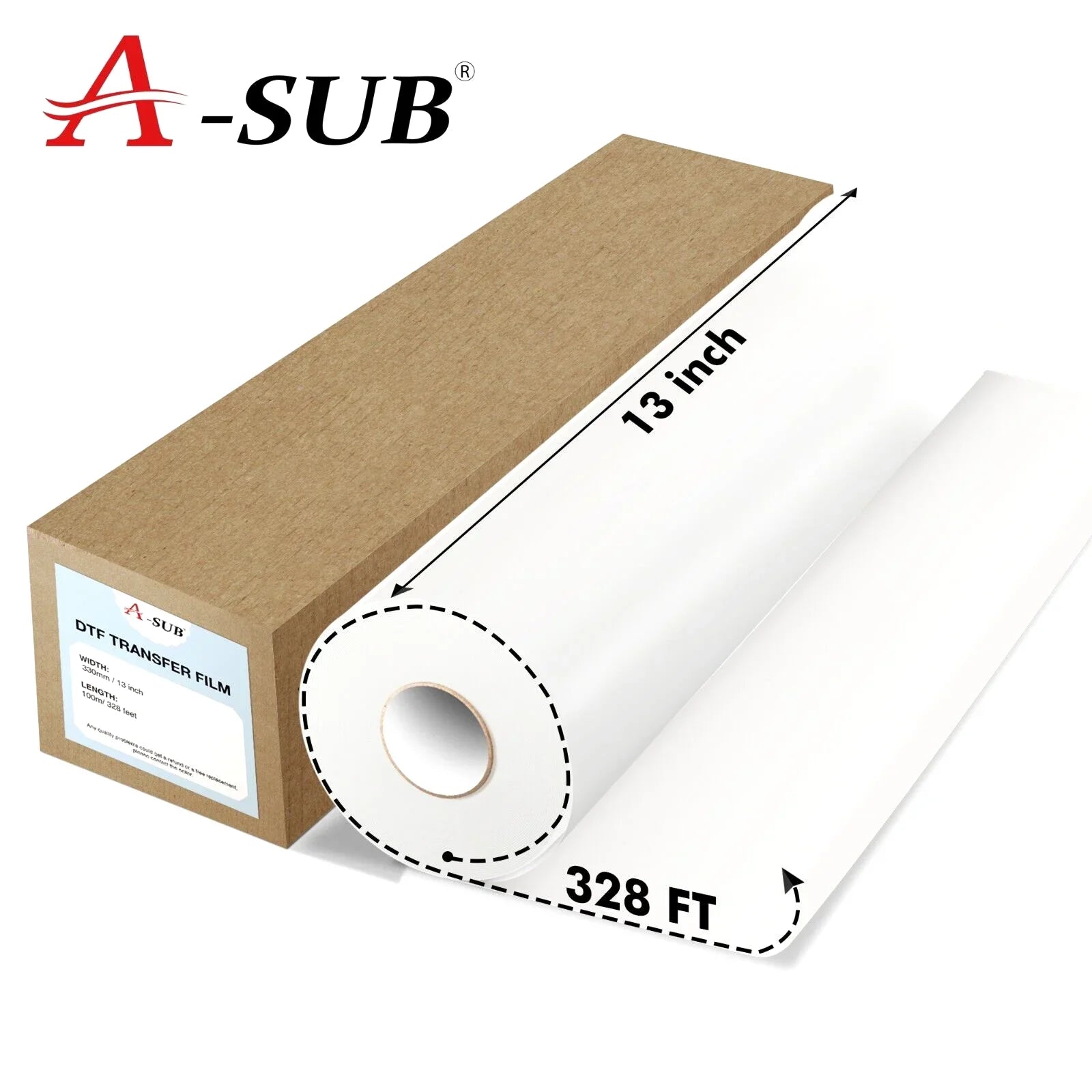 DTF DTF 328 Transfer, 13 13"x328' Transfer Sublimation Film for FT Film DTF A-SUB Heat X DTF Paper Roll in Roll