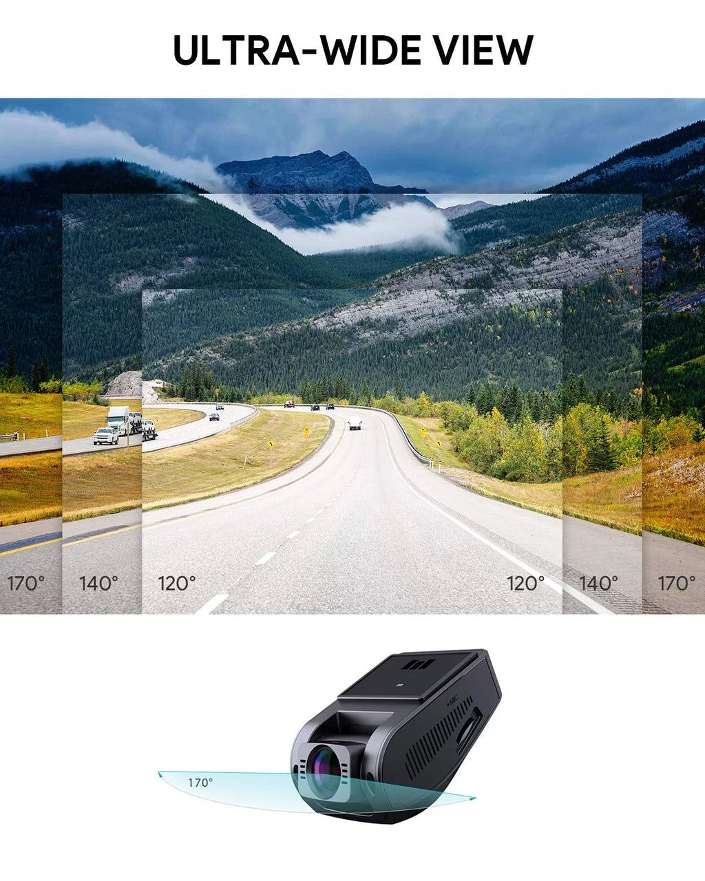 1080P Wide Cam, for AUKEY P Cars, Angle Lens Camera, Black-DR02 Dash Dash Wifi 170-Degree Car 6-Lane FHD Camera