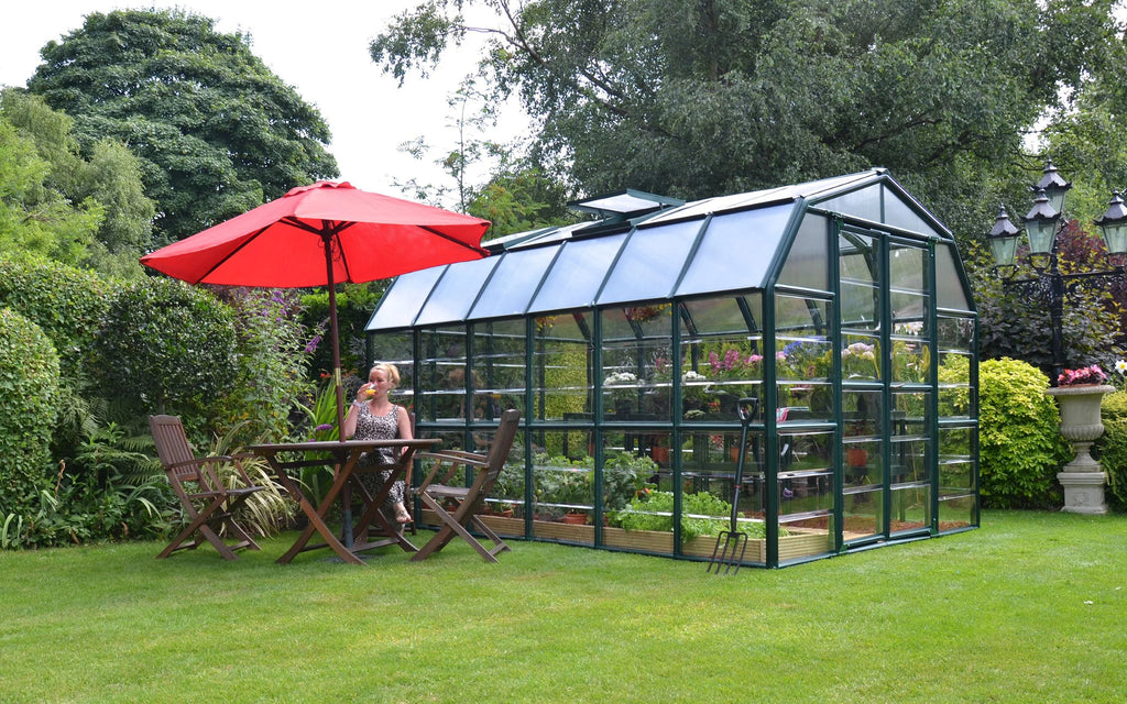Clear Walk-In - Palram Green Roof Greenhouse Vents - - 8' Grand x 2 Canopia 12' with Gardener