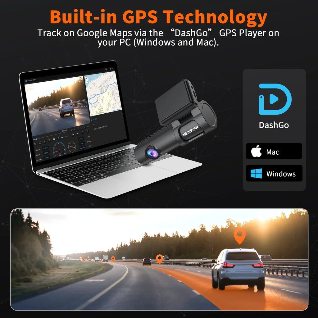 Dash Rear NEXPOW Wide Support Capacitor, GPS, Screen, 4K 1.47" 24H Car Parking WDR, IPS Angle, Vision, Super with Dash Camera Night Mode, Max Cam, with Cam 128GB Built-in 170° Front and
