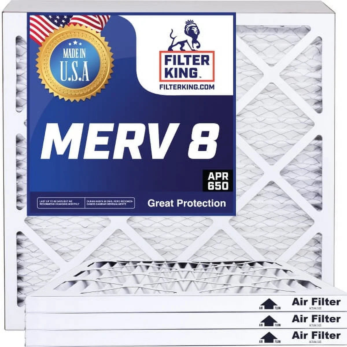 4-PACK Filter 38 .75" MERV 38x63.5x1 Pleated USA | MADE | Furnace 8 x | Size: King Air | Actual A/C HVAC 63.5 Filter x IN Filters