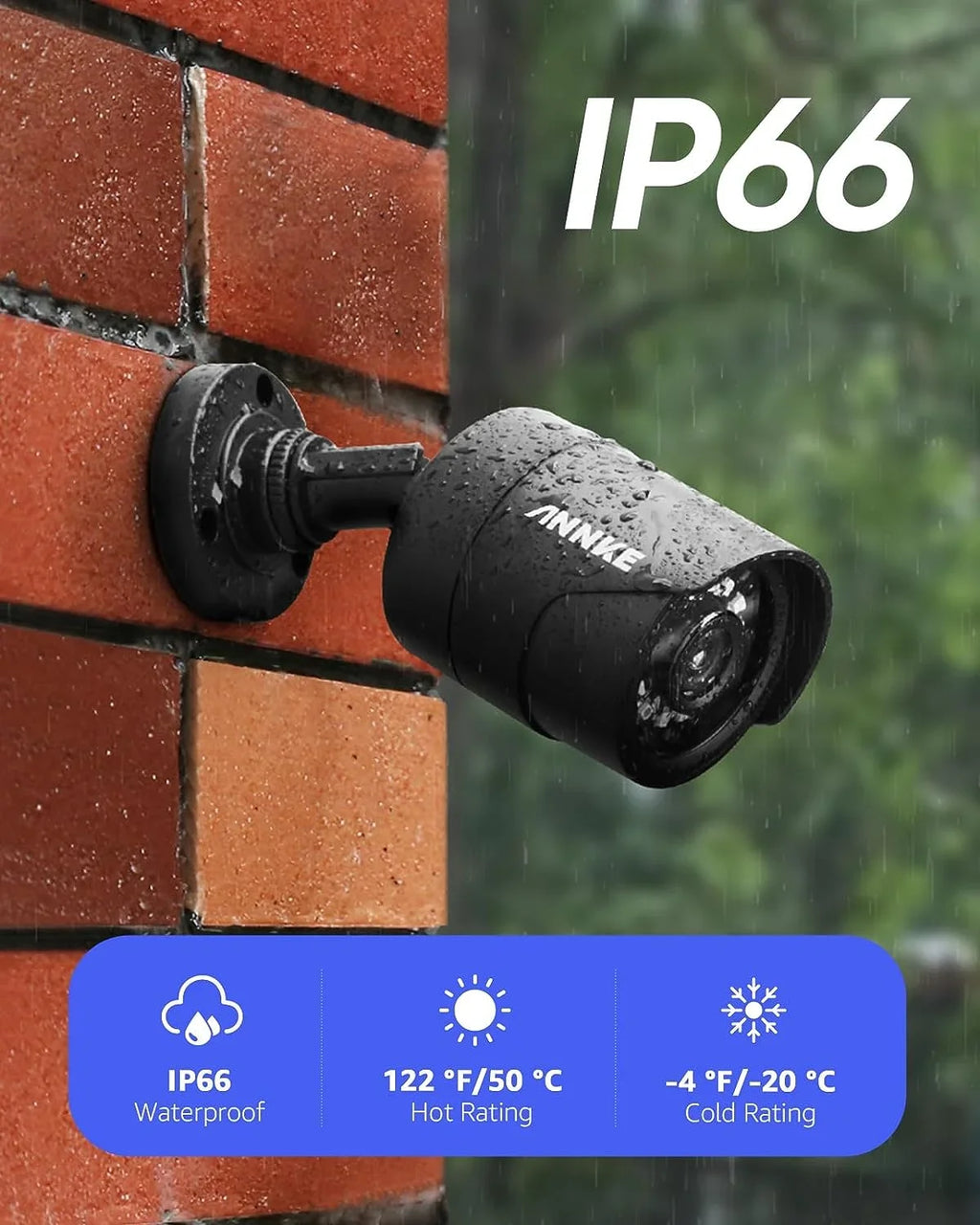 Camera CCTV Security Wired Camera (Power Indoor/Outdoor Included) Analog Bullet Adapter 100ft ANNKE On Add Use, for 4-in-1 1080p AHD/TVI/CVI/CVBS, Black Vision Surveillance Cam, Clear - Not E200 Video Night