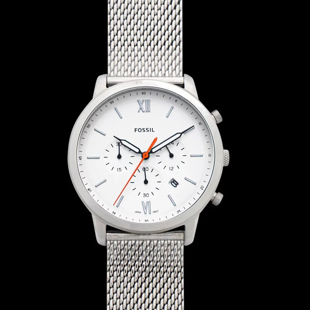 Watch, FS5382) Stainless Fossil Color:Silver-Toned Men's Casual 'Neutra Chrono' Quartz Steel (Model: