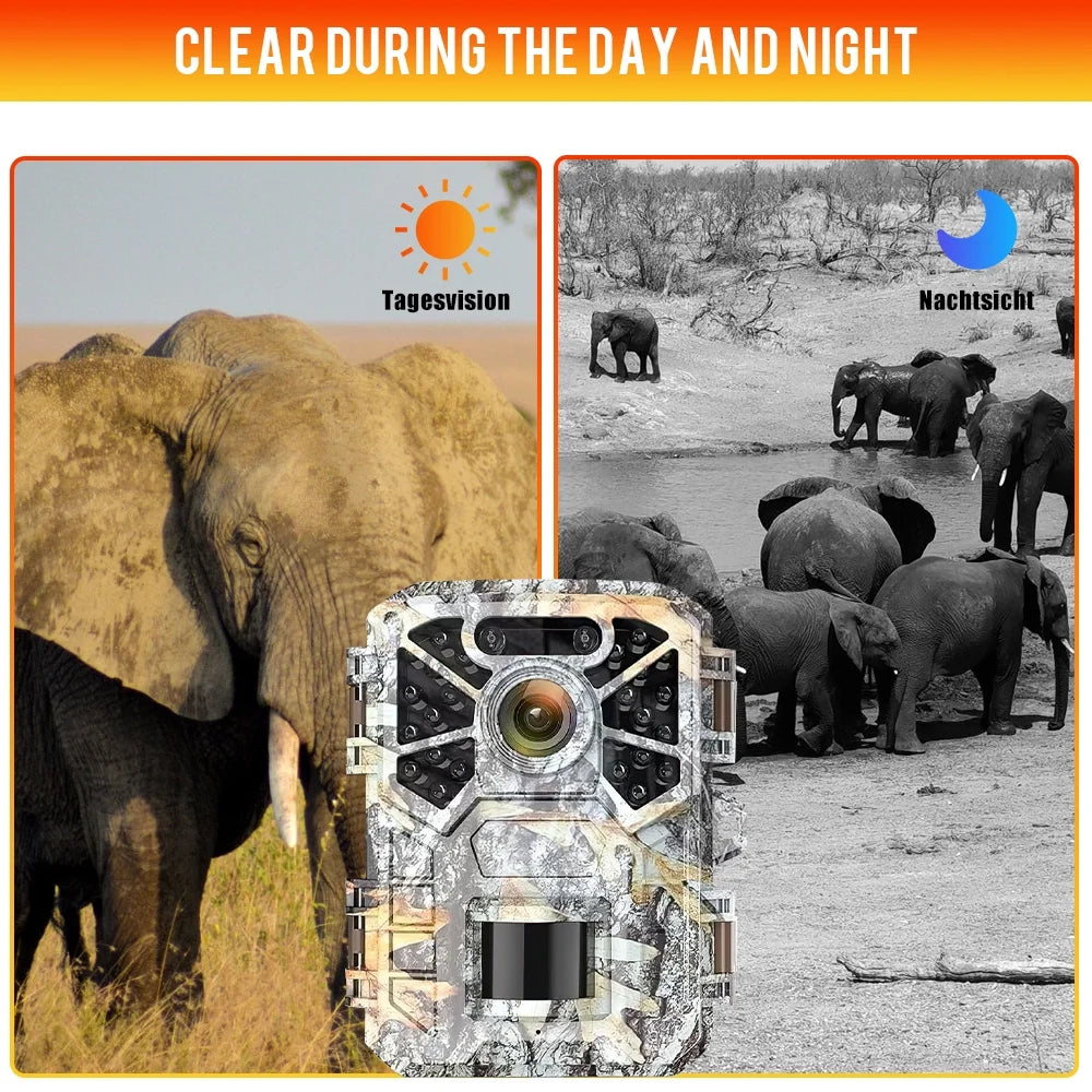 Hunting Wide Game with with Wildlife 30MP Lens Monitoring, 120° 2k Camera, Trail Waterproof Farm Infrared Monitor Angle Camera Surveillance, Night Trail Vision