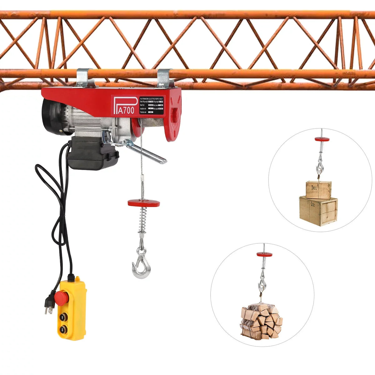 Remote Control Electric Hoist 110V Portable Winch Winch 1543lbs Wire W/ Electric