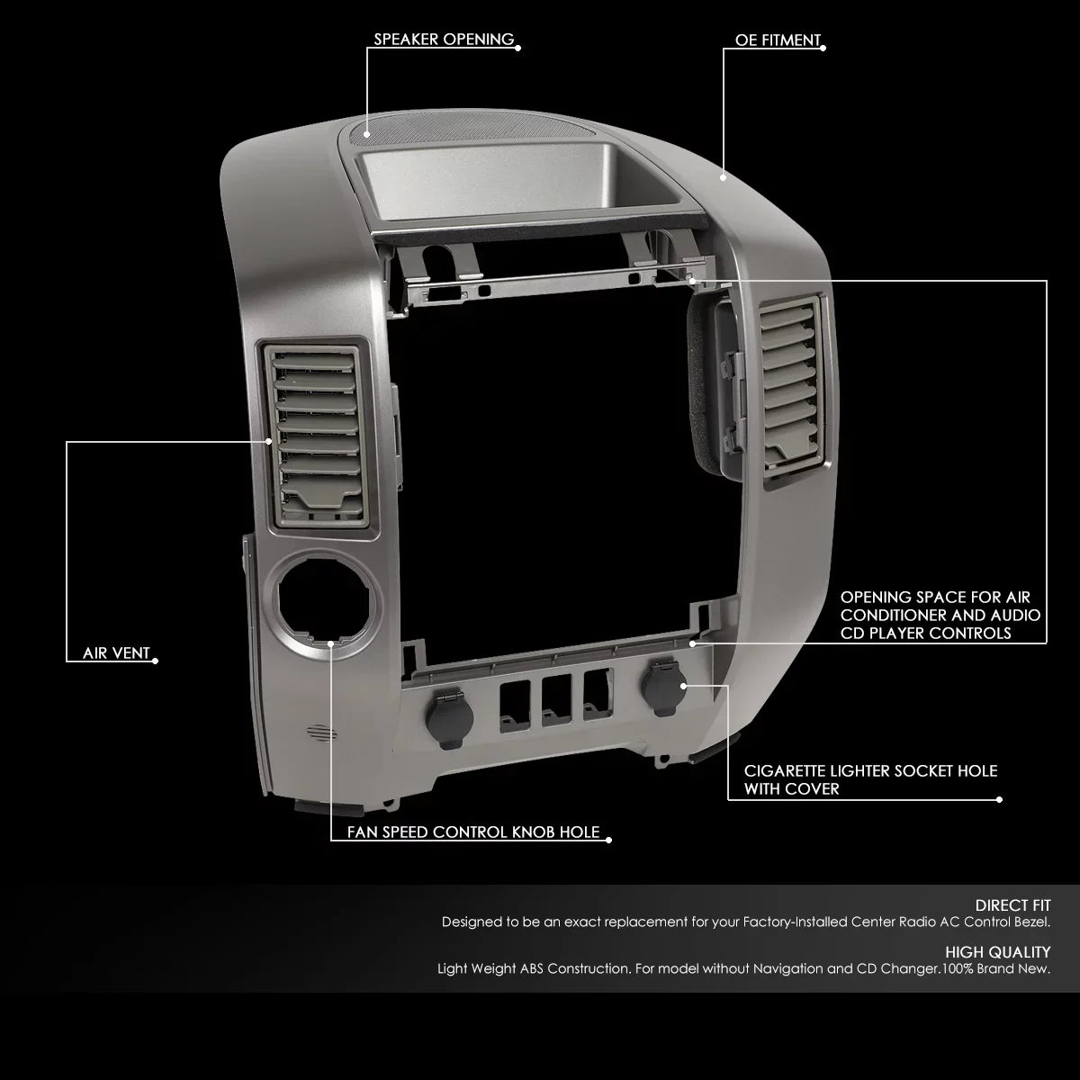 Speaker Motoring Instrument Bezel Style Nissan Console Armada Center Factory DNA For with XE Panel Lid Dash 2006 ZTL-Y-0162 05 Titan SE to 2004