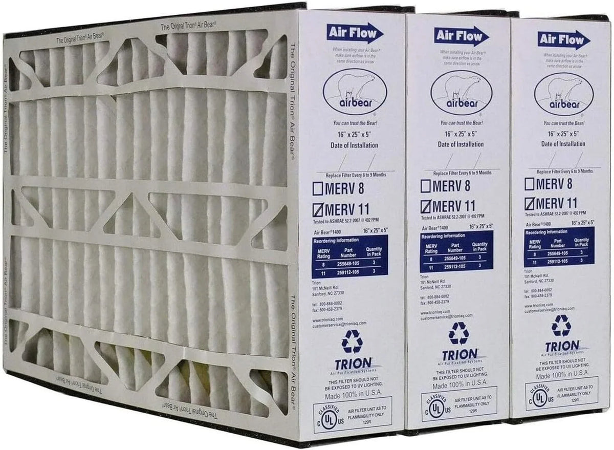 White Pack) x Cleaner for 5 Air Purification Air 25 11 Purifier High 16 Performance Bear x Replacement MERV Filter Systems, Inch (3