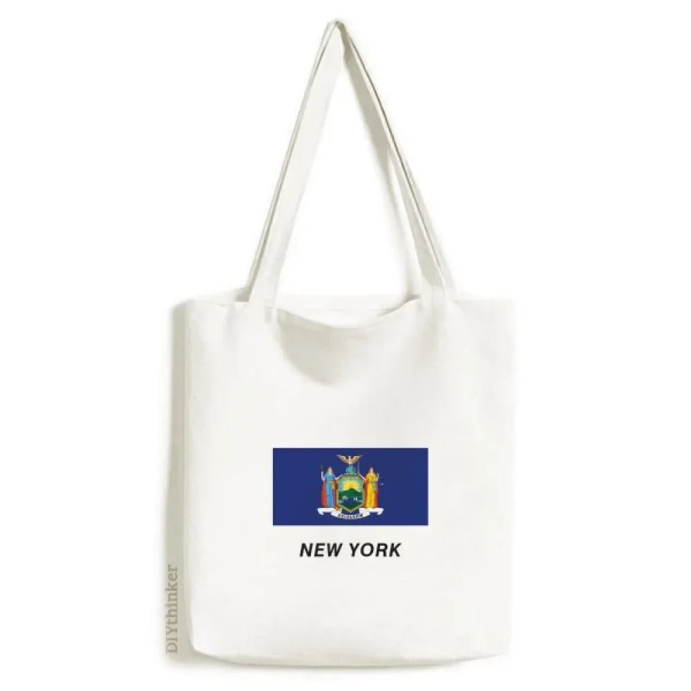 York State Tote Flag Outlines Casual Bag New Handbag Shopping Satchel Canvas