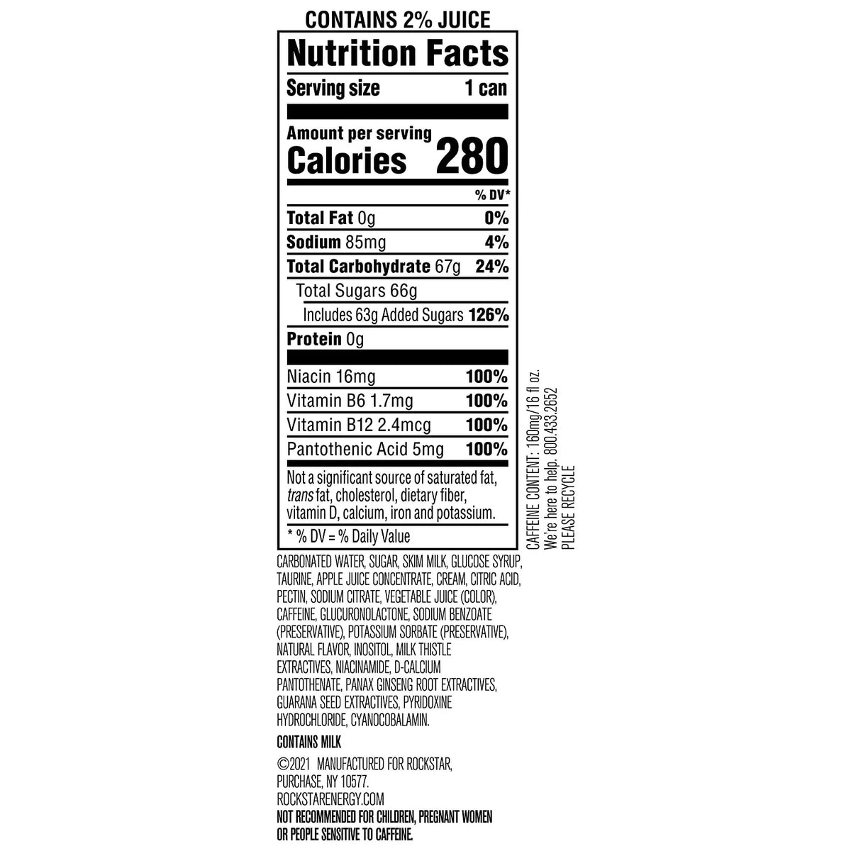Count Taurine 12 Rockstar, Cans Strawberry, Energy Caffeine Vary, 16oz May Packaging Boom and with Pack Drink Whipped