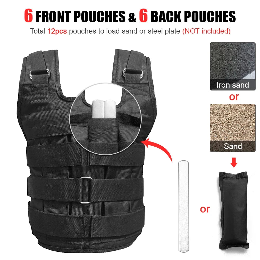 Oxford Adjustable Vest Cloth Strength Jacket Loading Weight (Empty) Training Loading Exercise 50kg Weighted Weight Max