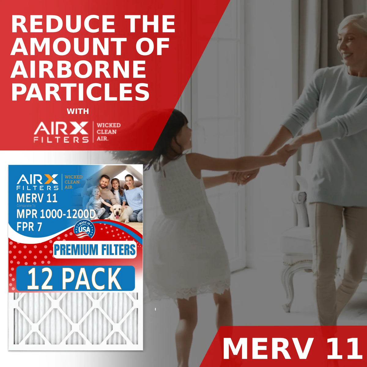 Air in Filters 1200 MPR FPR MPR AIRX to MERV Filter 12x12x1 by Pack of WICKED 7 12 USA Made 1000, - Rating, Comparable AIR. 11 CLEAN FILTERS & Furnace