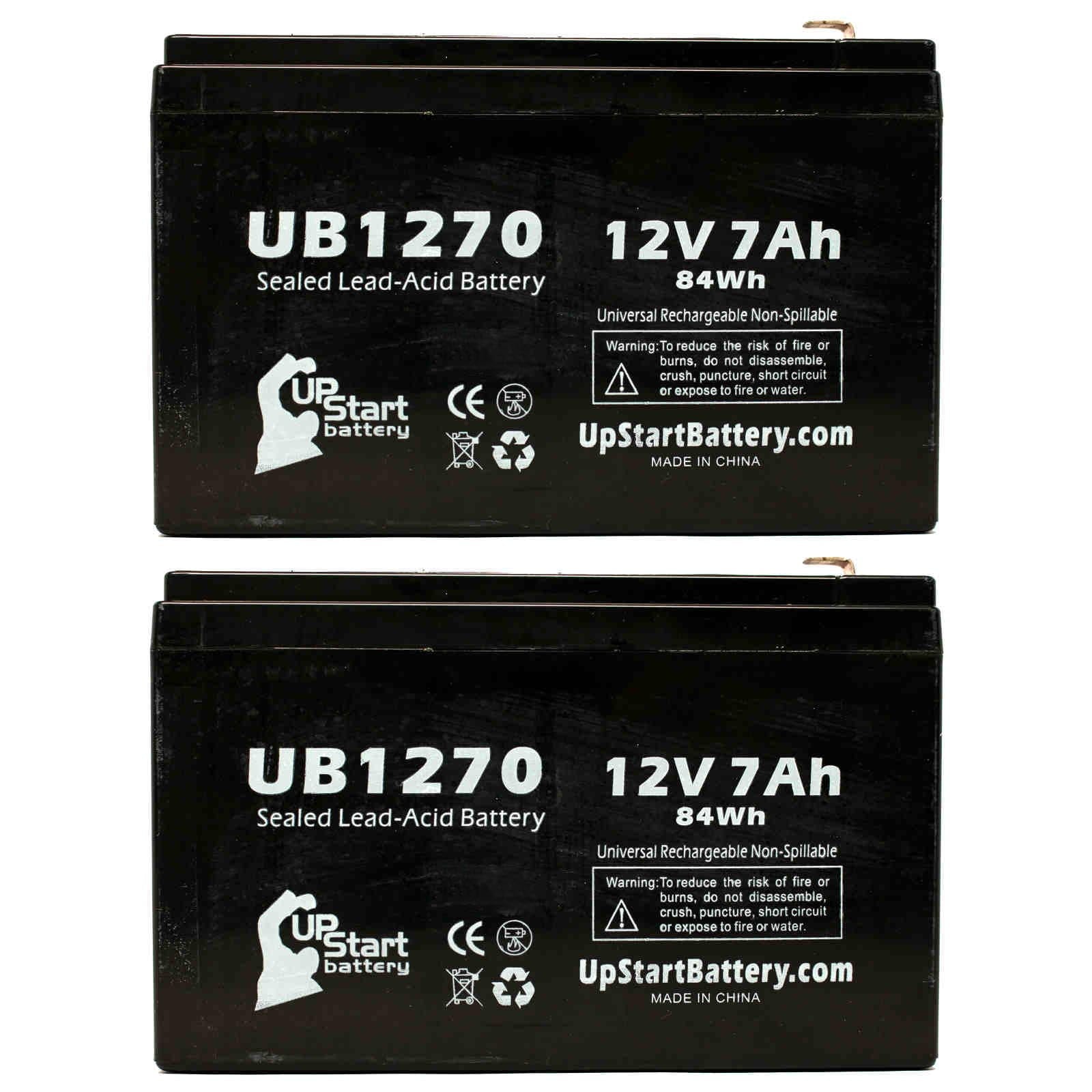 Sealed Battery Includes (12V, 4 Replacement Universal Battery - F1 UB1270 7Ah, SLA) Acid Pack Terminal, 7000mAh, Terminal AGM, F1 PCM35 - Lead Compatible - to F2 Upsonic 2x Adapters