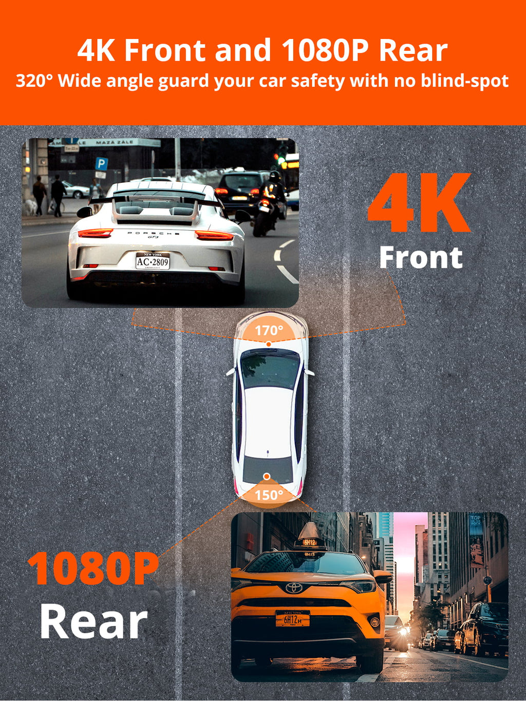 Night Rear Monitor, Version] and 256GB Dual Dash 4K D2 Front Car Supported[Upgraded Cam Pro - WiFi 4K for Parking Cam Camera and Kingslim Front Rear with Dash Dashboard Vision and with 1080P Cars,