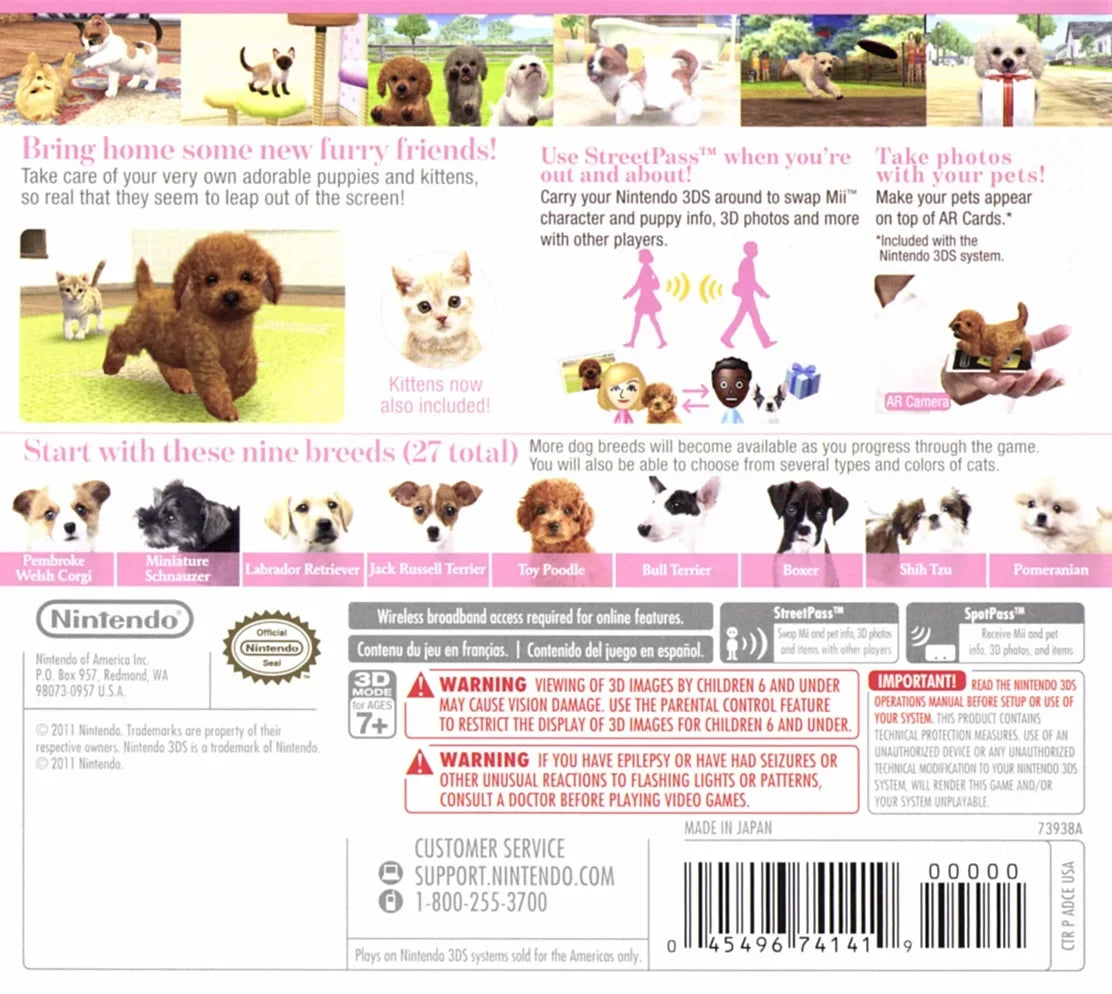 Cats: 3DS Nintendo New + Friends and Nintendogs Toy Poodle