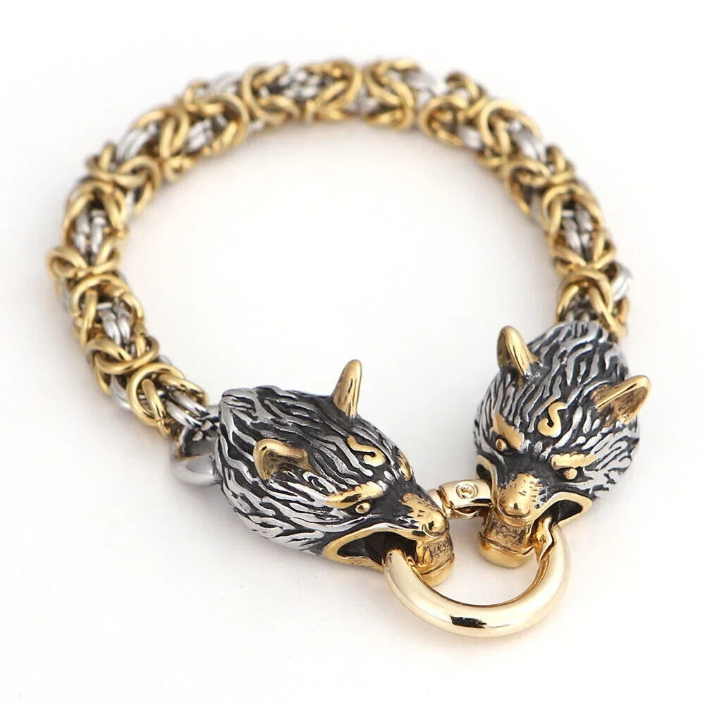 Wolf Fashion Handmade Jewelry Steel Nordic Bracelet Stainless Celtic Men's Retro