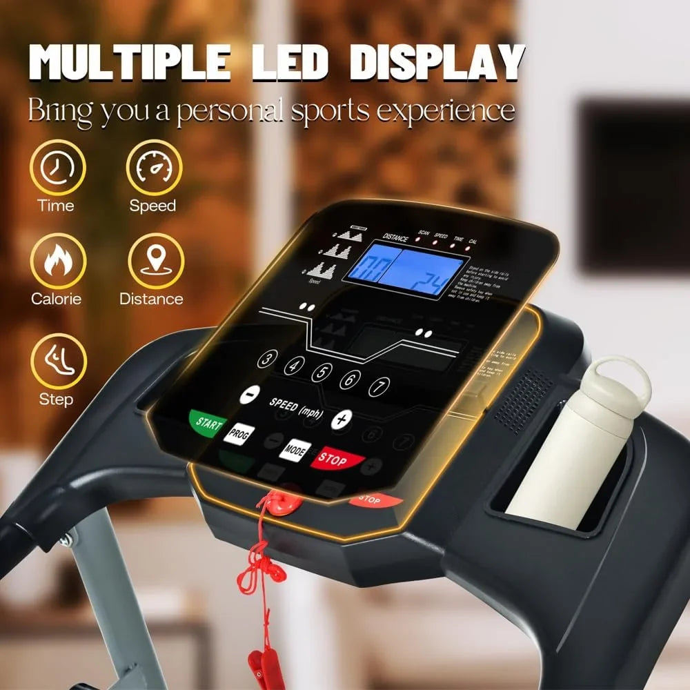 Holder Home for and Safety Lock, Programs, Home/Gym/Small Cup with with jx Apartment, Preset LB Foldable or Treadmill LED Adjustable je Capacity Yone Monitor 15 and 250 Treadmill,