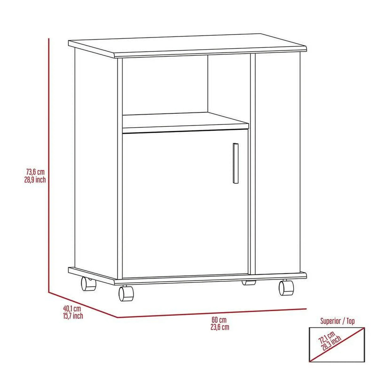 Kitchen and Service Set with Square Sink Cabinet 2-Piece Home Utility with Cart