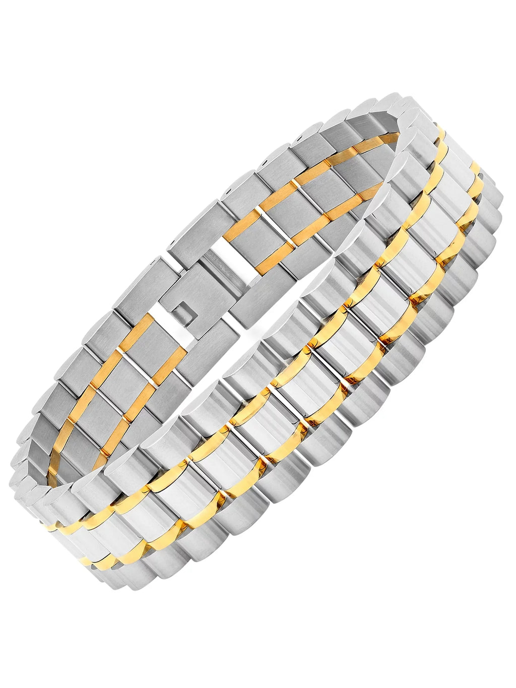 Stainless Bracelet Watch Two-Tone Link Steel Mens
