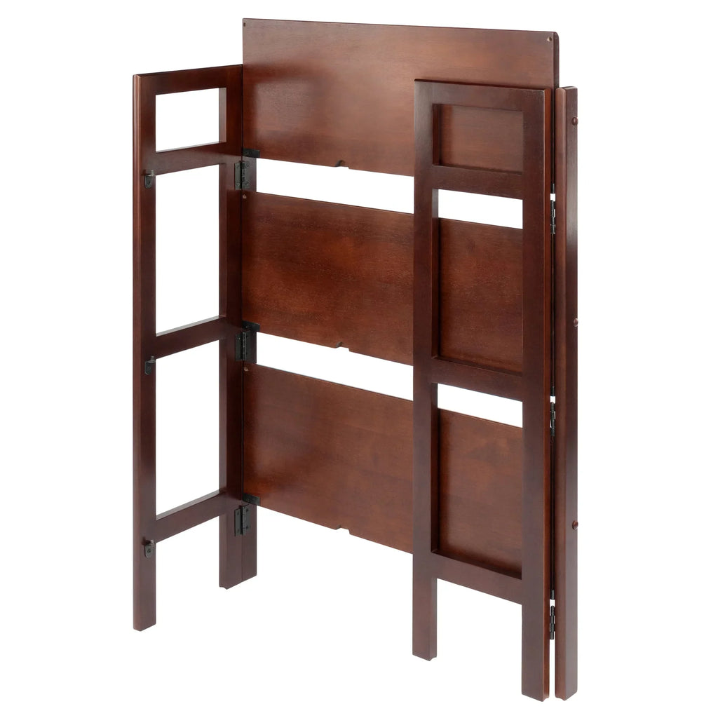 Terry Walnut Foldable Finish 3-Tier Wood Stackable, Shelf, Winsome