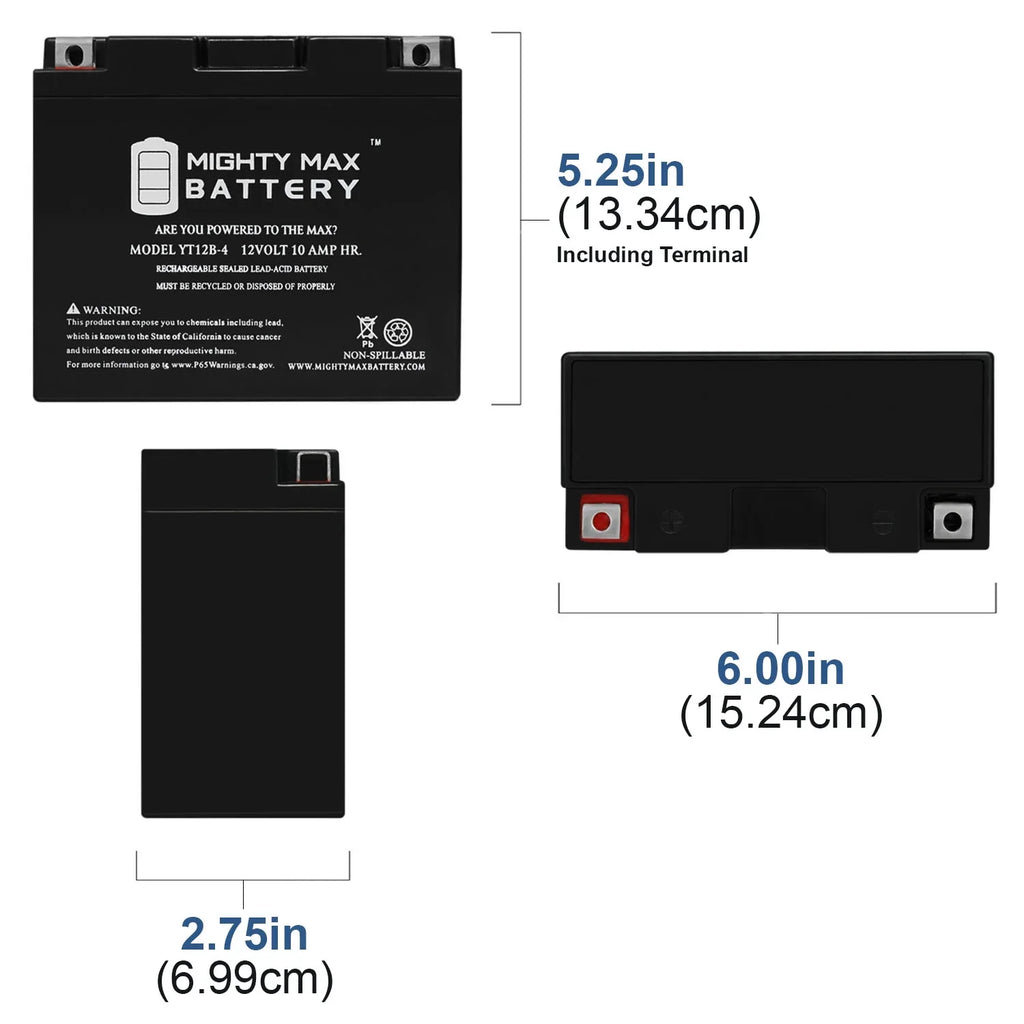 for 12V PC545 10Ah SLA Replacement YT12B-4 Odyssey Battery