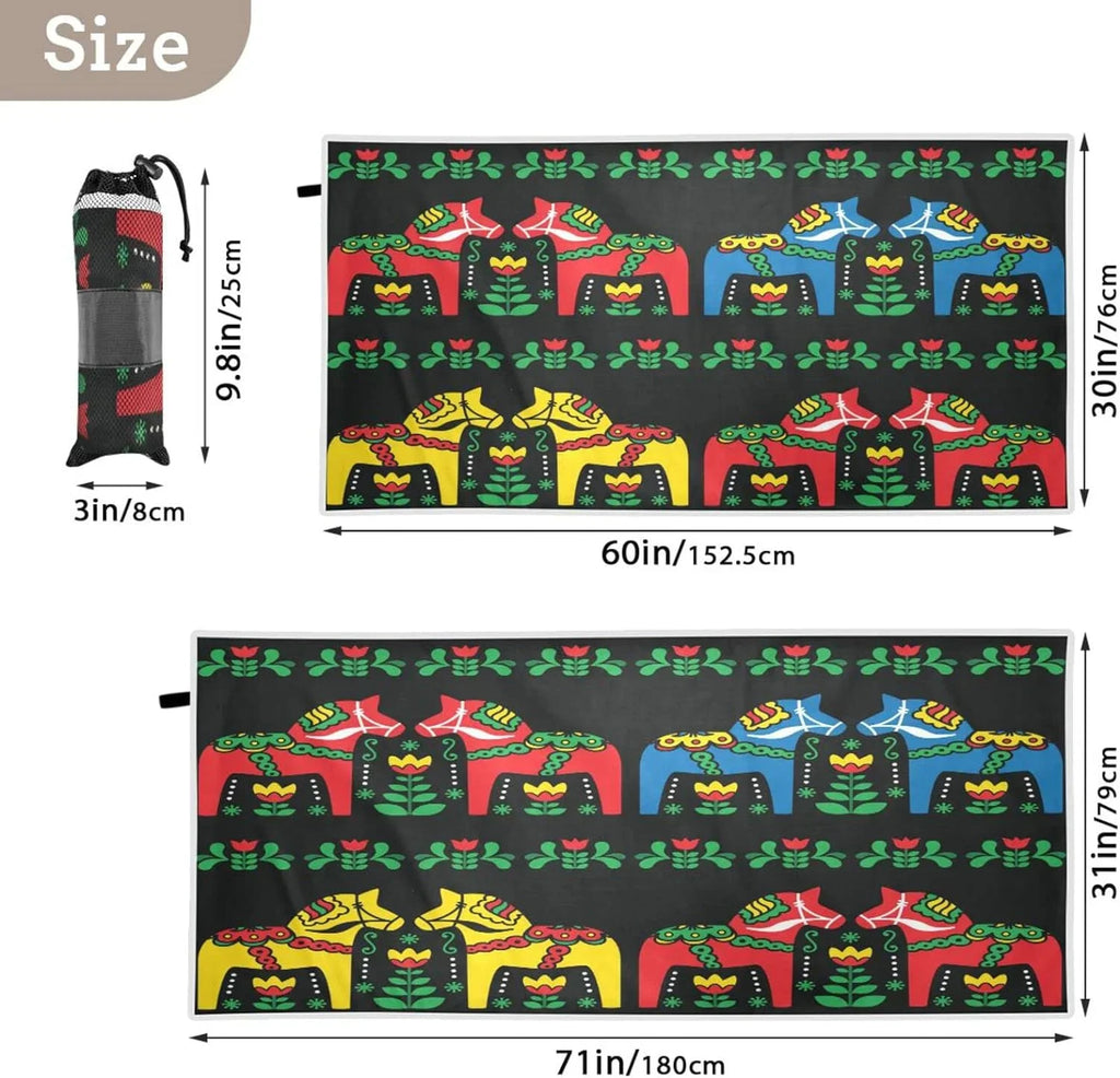 Horse Super Bestwell Travel Swedish Towel Holiday（350） Oversized Camping - Absorbent Compact - Dry Quick Beach Towels for Swimming Towel Dala Lightweight