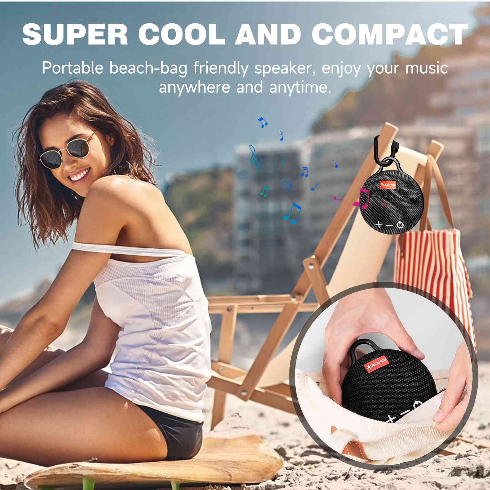Boat, Bluetooth with Biking 20H Clip, Speaker Black Big Stylo Sound, for IPX7 Punchy Compact UrbanX Speaker Pack Waterproof Wireless with Bass, LG 5 Audience Pool, Series Beach, & Playtime, 2