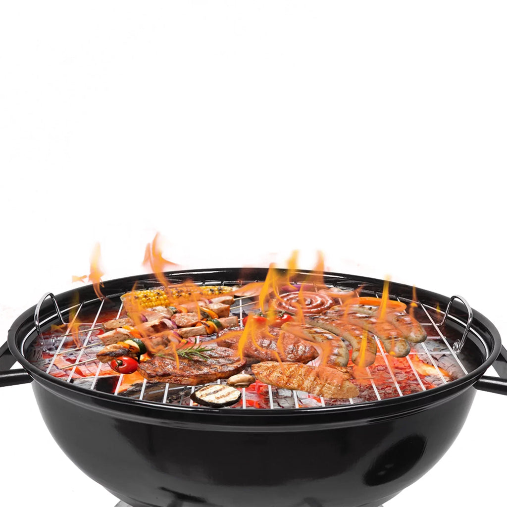 Storage Cooking Grill Camping Grill Grill Grate Wheels, Steel inch Outdoor 18 with Charcoal BBQ w/ on Area,