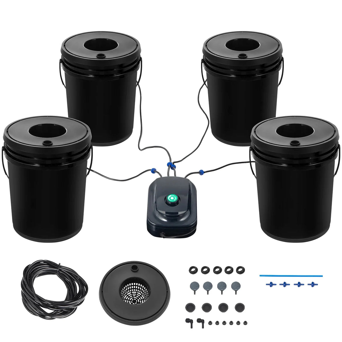 Hydroponic Kit Grow Gallon with Pump Buckets 5 System SKYSHALO Water Deep Hydroponics DWC Culture Growing Bucket, 4