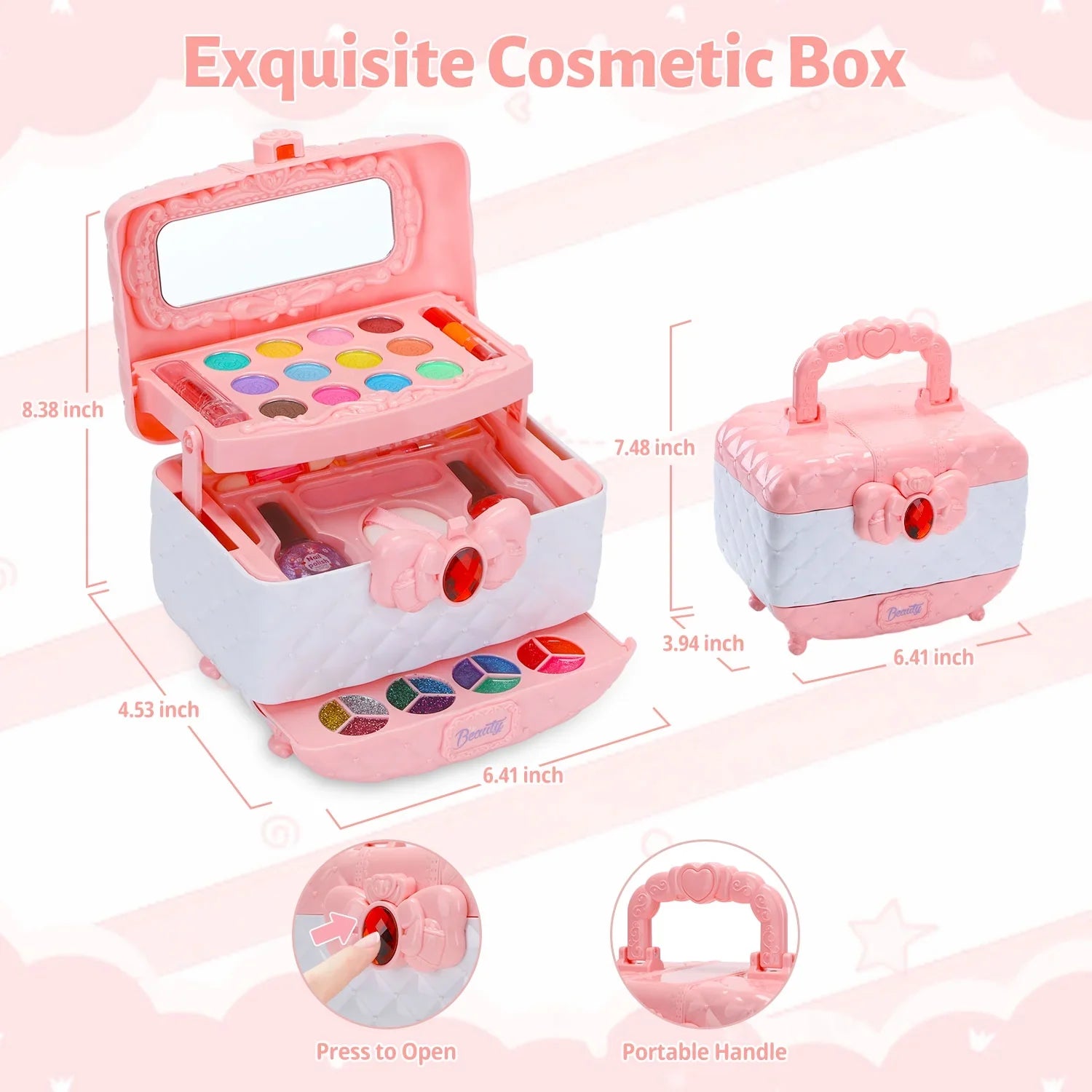 Old Toddler Pcs Girl Christmas 3-12 Kit Frozen Kids Washable Toys for for & Girl Safe Kids Gift Set Set, Real & Little 42 Makeup Year Non-Toxic Birthday Makeup Cosmetic, Girl Makeup (Pink)