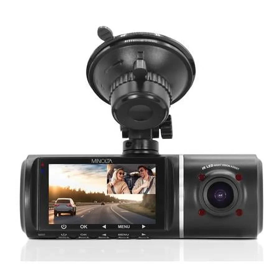 and Recording, Camera HD Black Rear MNCD245T Screen Full 3-Channel 2.45" Dash LCD Front with View